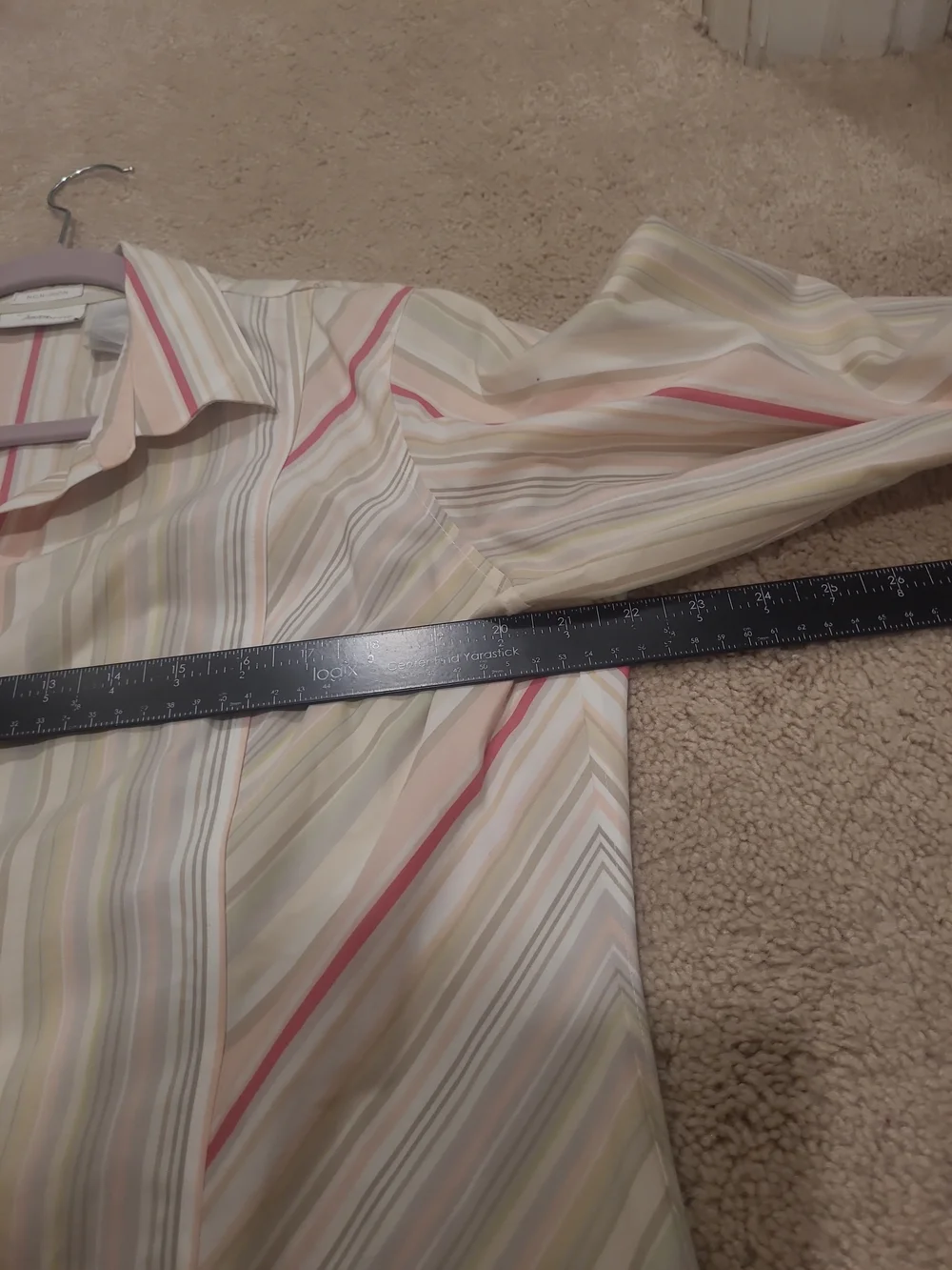 LIZ CLAIBORNE, WOMEN'S MULTI-COLOR COTTON LONG SLEEVED STRIPED BLOUSE, SIZE 14